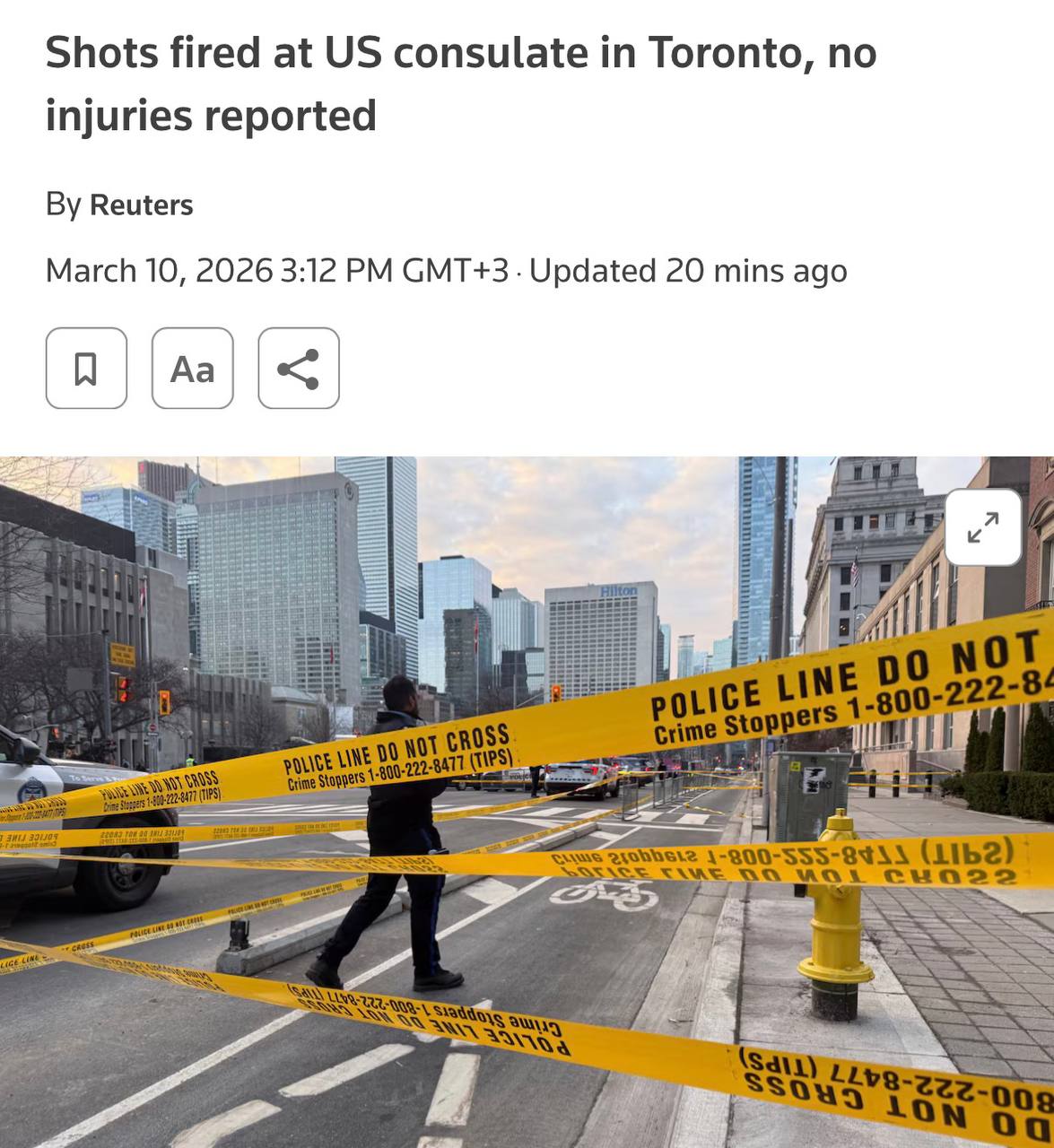 Невідомі відкрили стрілянину біля консульства США в Торонто, - Reuters.